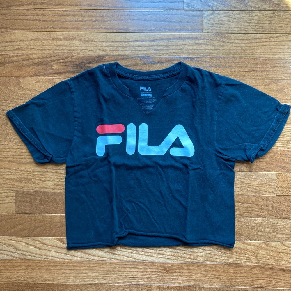 FILA Black Notch Neck Crop Top
